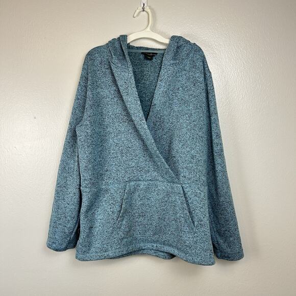 Eddie Bauer Womens Fleece Wrap Top Hoodie XXL Pockets Cozy Winter Athleisure - Picture 1 of 9